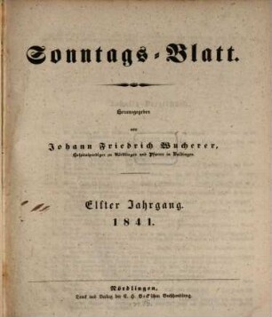 Sonntagsblatt. 1841 = Jg. 11
