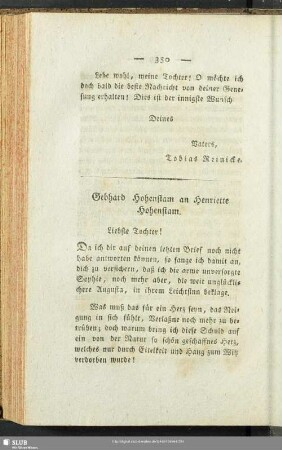 Gebhard Hohenstam an Henriette Hohenstam