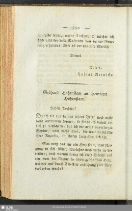 Gebhard Hohenstam an Henriette Hohenstam