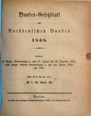Bundes-Gesetzblatt des Norddeutschen Bundes. 1868, Nr. 32 - 215