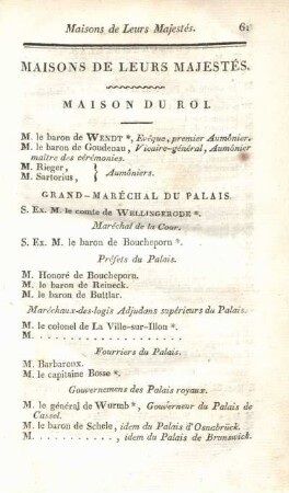 Maisons de leurs majestés.