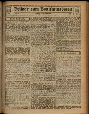 Zweite Ausgabe vom Sonntag, den 16. September 1928.