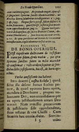 Articulus VI. De Bonis Operibus.
