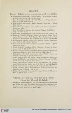 Gläser (Becher, Pokale usw., geschnitten und geschliffen) (Nr.60-76)