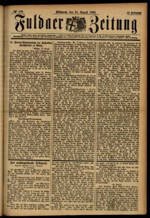 Ausgabe vom Mittwoch, den 31. August 1892.