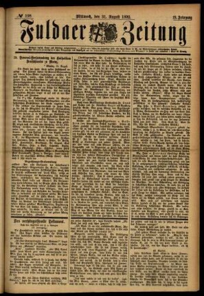 Ausgabe vom Mittwoch, den 31. August 1892.