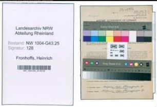 Entnazifizierung Heinrich Fronhoffs , geb. 19.12.1914 (Techn.Angestellter)