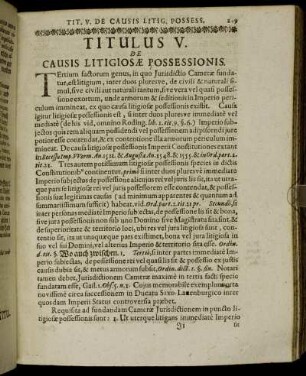 Titulus V. De Causis Litigiosæ Possessionis.
