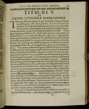 Titulus V. De Causis Litigiosæ Possessionis.