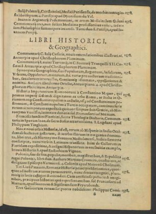 Libri Historici, & Geographici.