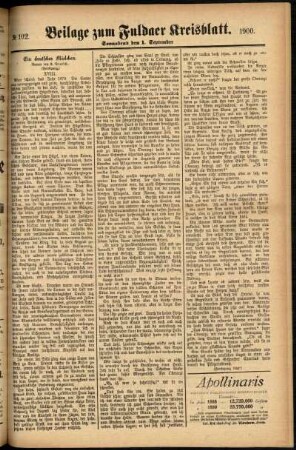 Zweite Ausgabe vom Samstag, den 01. September 1900.