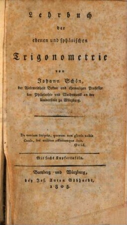 Lehrbuch der ebenen und sphärischen Trigonometrie
