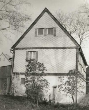 Dörnthal (Pfaffroda-Dörnthal), Hauptstraße 87. Wohnhaus (Hof Nr. 53). Giebelansicht