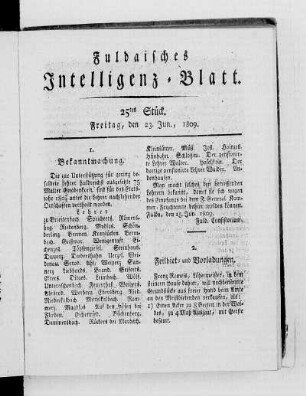 25tes Stück, Ausgabe vom 23. Jun. 1809