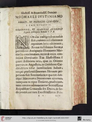 Illustriss. & Reuerendiss. Domino Michaeli Iustiniano […]
