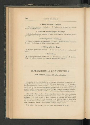 Botanique et Agriculture.