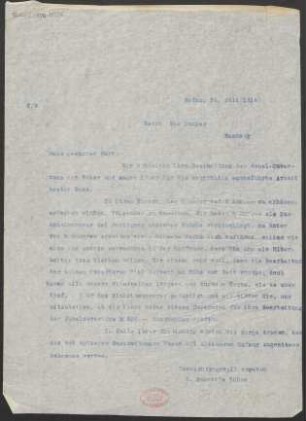 Brief an Max Burger : 31.07.1914