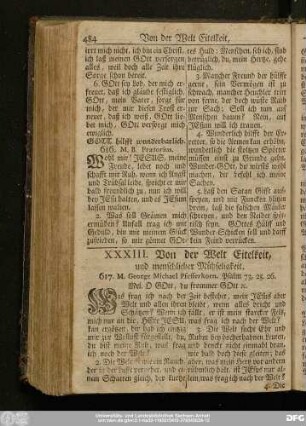 XXXIII. Von der Welt Eitelkeit, und menschlicher Mühseligkeit.