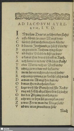 Ad Iacobum Ayrerum, I.V.D.