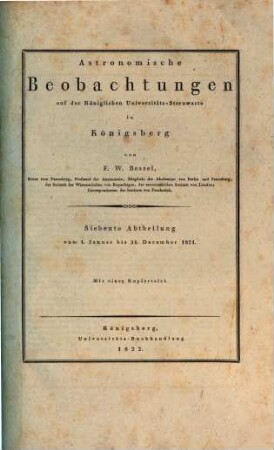 Astronomische Beobachtungen auf der Universitäts-Sternwarte zu Königsberg, 7. 1821