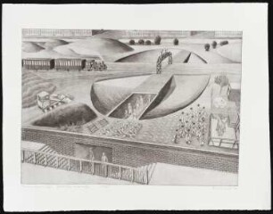 Radierung des Künstlers Erhard Groß, Titel: Fußgängertunnel Görlitzer Bahnhof, Ed. 1/30, 1990