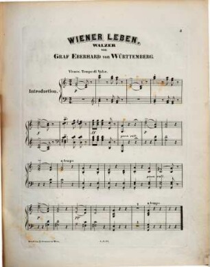 Wiener Leben : Walzer für d. Pianoforte