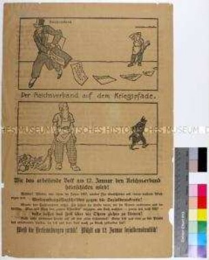 Protestschreiben gegen Verleumdungsflugschriften der rechten Parteien, Wahlaufruf für die Sozialdemokratie, gegen den Kandidaten des Reichsverbandes, für den sozialdemokratischen Kandidaten Kaden.