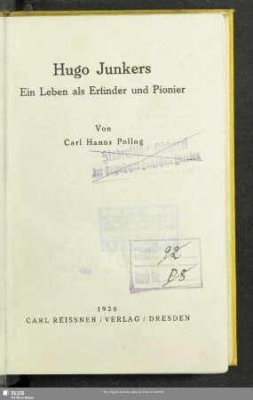 Hugo Junkers : ein Leben als Erfinder und Pionier