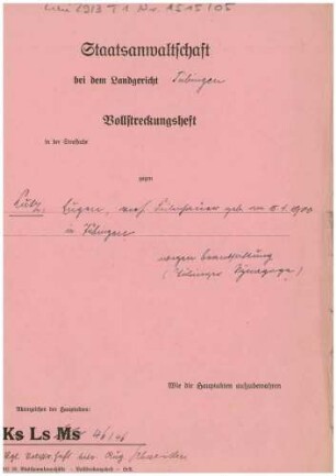 Vollstreckungsheft Eugen Lutz
