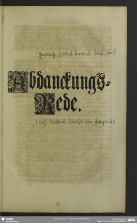 Abdanckungs-Rede