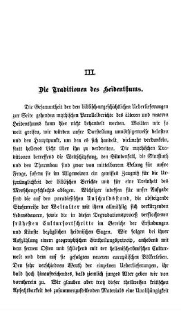 III. Die Traditionen des Heidenthums