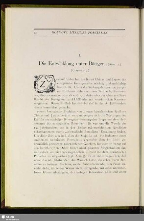 I. Die Entwicklung unter Böttger. (1709–1719)