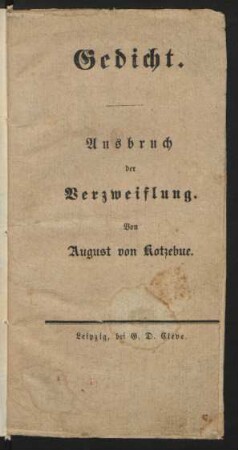 Gedicht. Ausbruch der Verzweiflung
