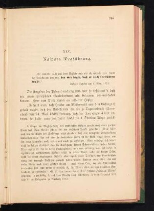XXV. Kaspars Wegführung.