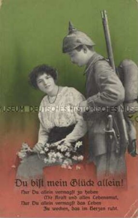 Mädchen und Soldat, mit Vers