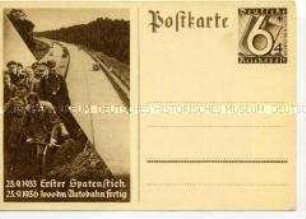 Postkarte zum 1000. Kilometer der Reichsautobahn 1936