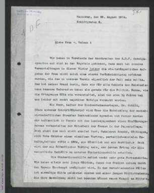 Brief von [Mathilde Drechsler] an Dorothee von Velsen