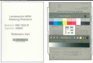 Entnazifizierung Karl Redemann , geb. 30.12.1906 (Kaufmaennischer Angestellter)