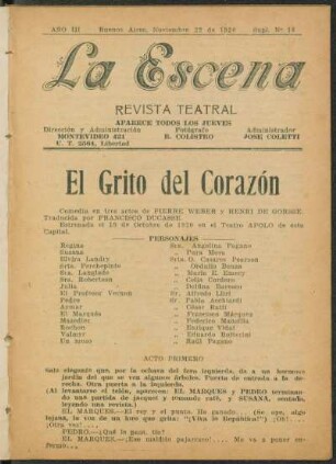 El grito del corazón : comedia en tres actos