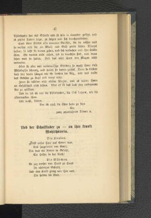 Lied der Schulkinder zu _ an ihre kranke Wohlthäterin.
