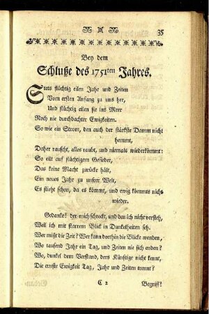 Bey dem Schluß des 1751ten Jahres.