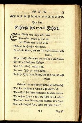 Bey dem Schluß des 1751ten Jahres.