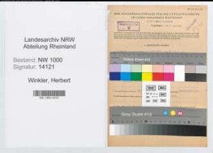 Entnazifizierung Herbert Winkler, geb. 13.04.1890 (Postinspektor)