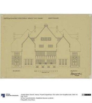 Hanau, Projekt Doppelhaus Ohl, Aufriss der Hauptfassade
