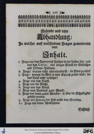 Zehende und letzte Abhandlung.