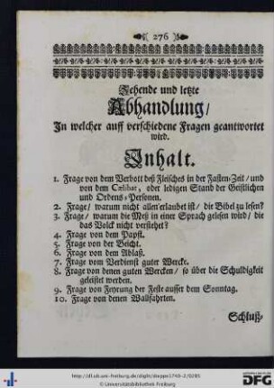 Zehende und letzte Abhandlung.