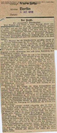Kritik aus Vorwärts (08.10.1916).