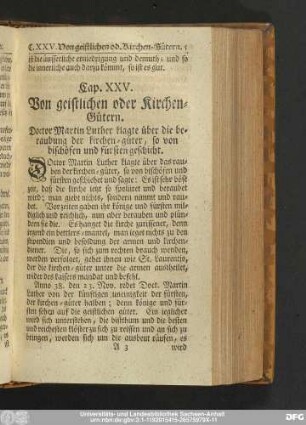 Cap. XXV. Von geistlichen oder Kirchen-Gütern.