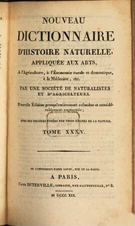 Nouveau dictionnaire d'histoire naturelle, appliquée aux arts, à l'agriculture, à l'économie rurale et domestique, à la médecine, etc., 35. Tua - Vim