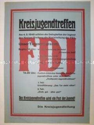 Maueranschlag mit Programm eines Kreisjugendtreffens in Freiberg